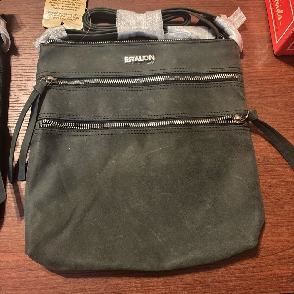 Black Leather Over the shoulder Bag